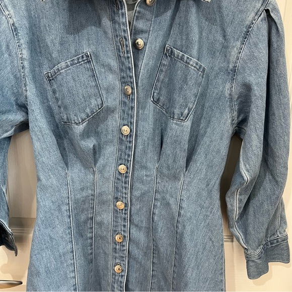 H&M long sleeve button up jean dress size small - Picture 4 of 10